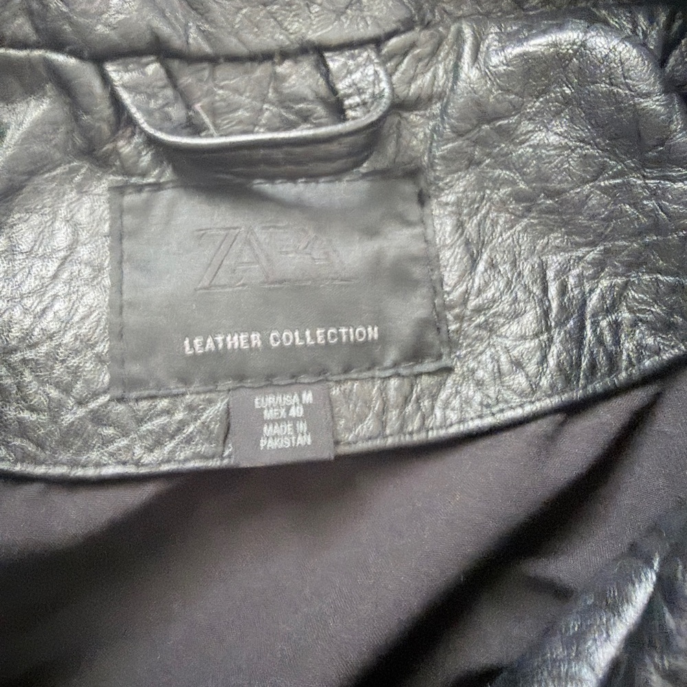 Zara Black Studded Leather Jacket - Picture 3 of 5